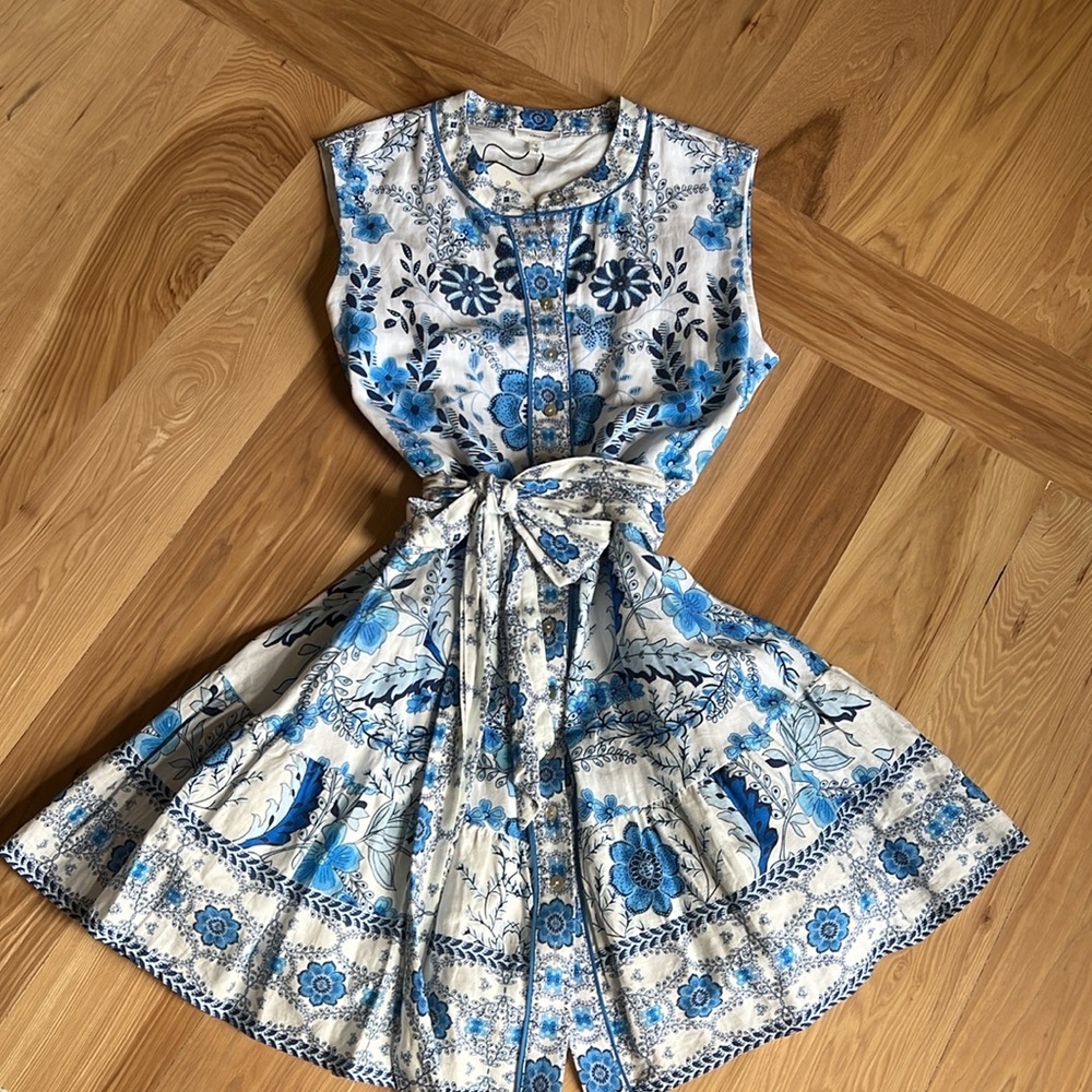Floral Blue and White Mini Dress